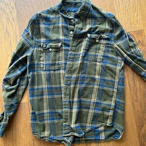 Lucky Brand Green and Blue Plaid Shirt flannel